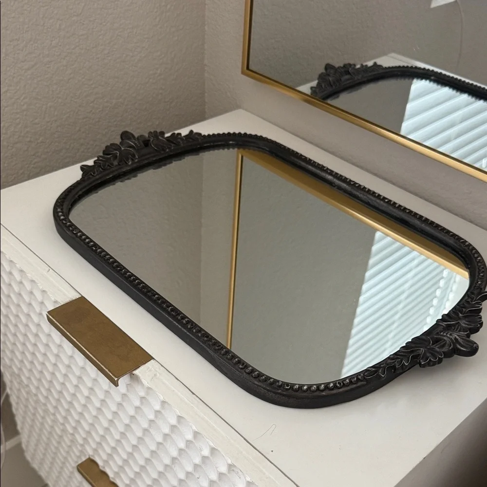 Anthropologie Black Ornate Mirror